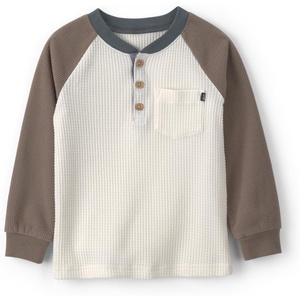 OshKosh B’Gosh Boys’ Long Sleeve Henley(Brown Cream Henley)