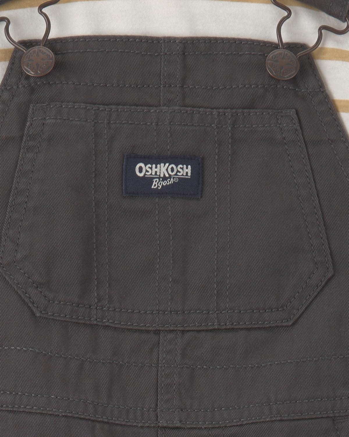 image:imageOSHKOSH BGOSH Baby Boys 2piece Overall SetsBlack Gold White Stripe