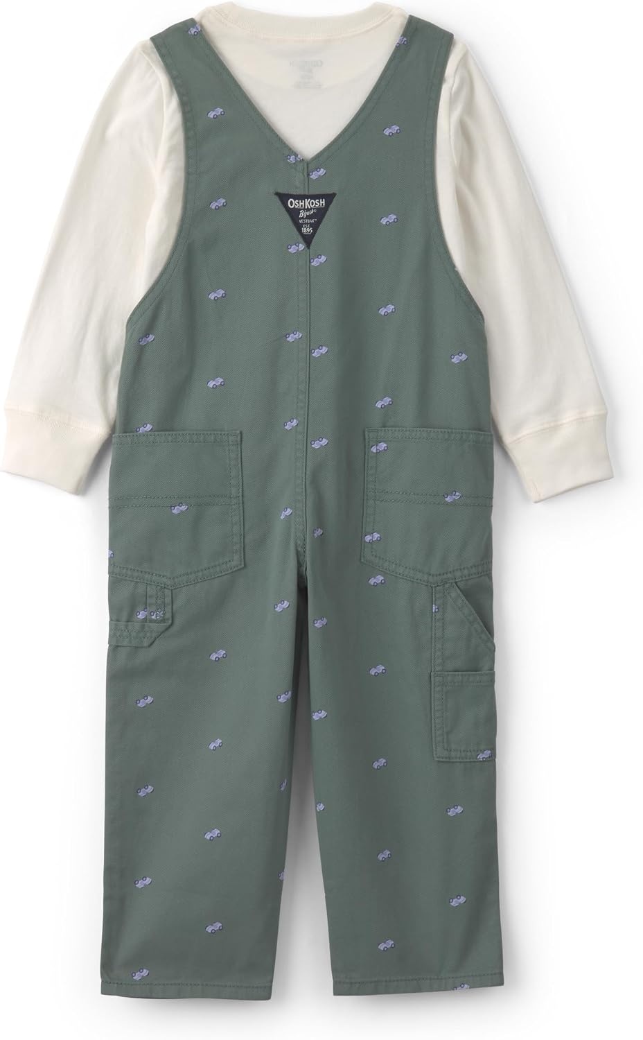 image:imageOSHKOSH BGOSH Baby Boys 2piece Overall SetsCream Green Car Print