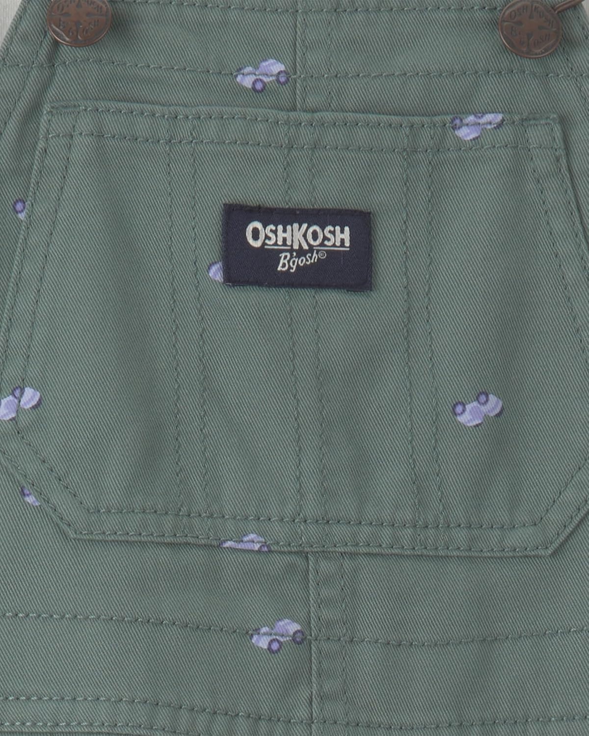 image:imageOSHKOSH BGOSH Baby Boys 2piece Overall SetsCream Green Car Print