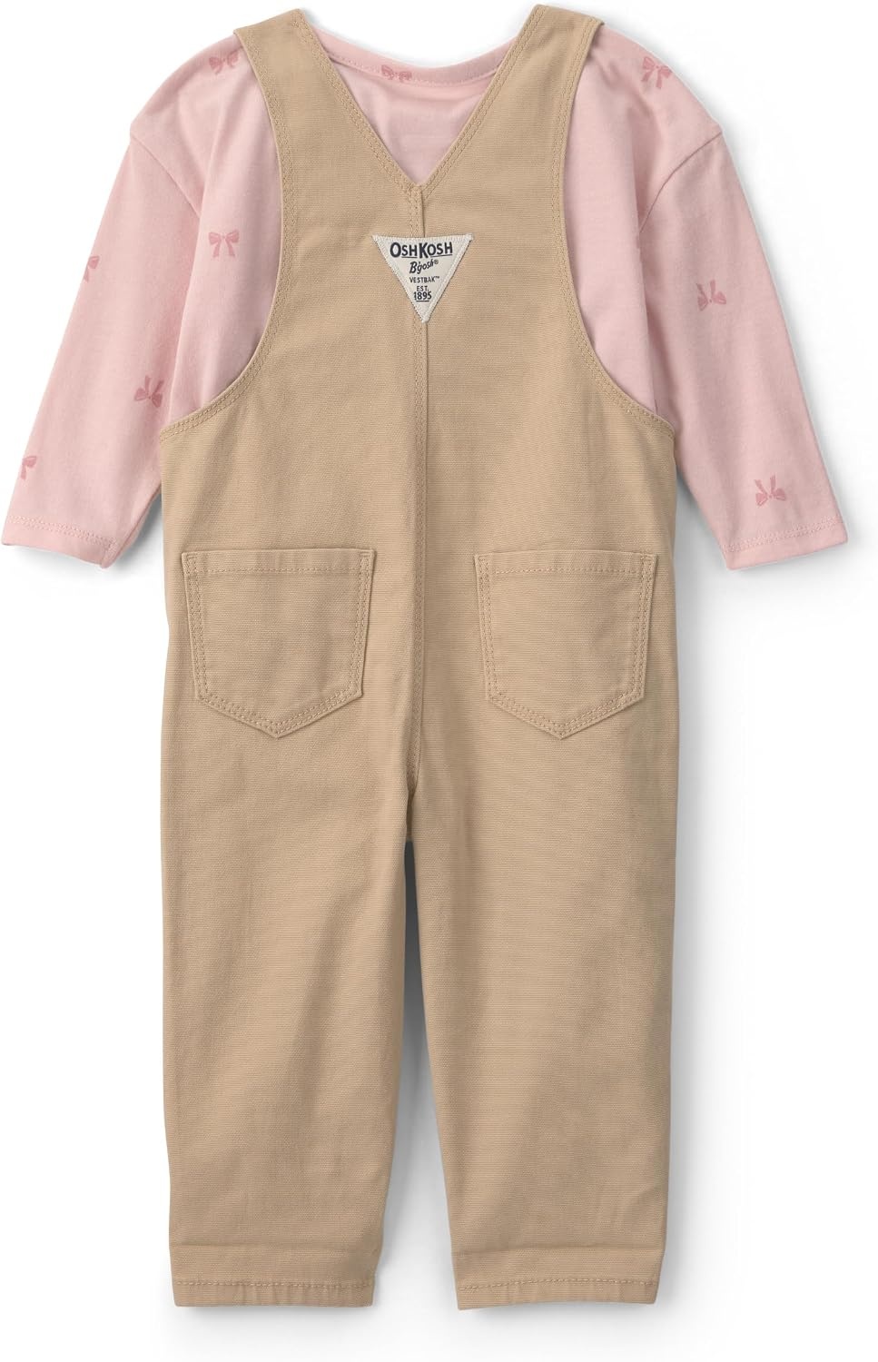 image:imageOSHKOSH BGOSH Baby Girls 2piece Overall SetsKhaki Bow Print