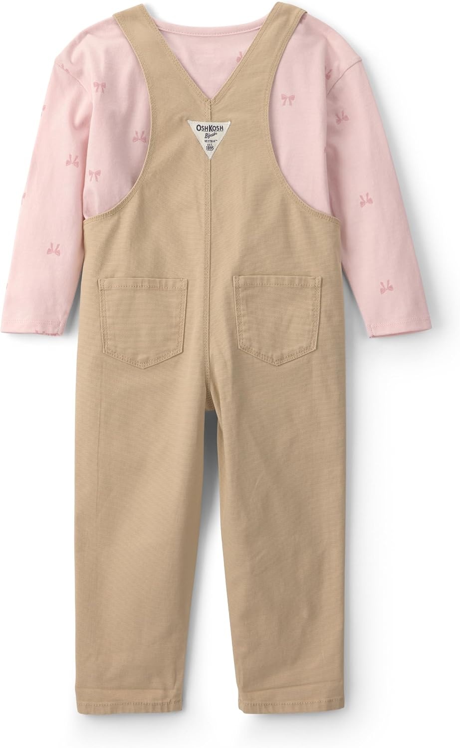 image:imageOSHKOSH BGOSH Baby Girls 2piece Overall SetsKhaki Pink Bows