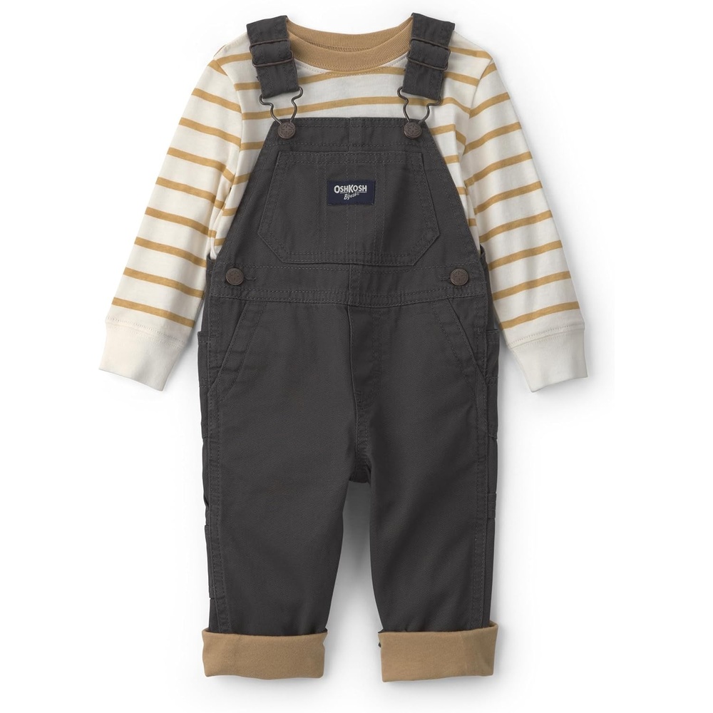 image:imageOSHKOSH BGOSH Baby Boys 2piece Overall SetsGray White Stripe