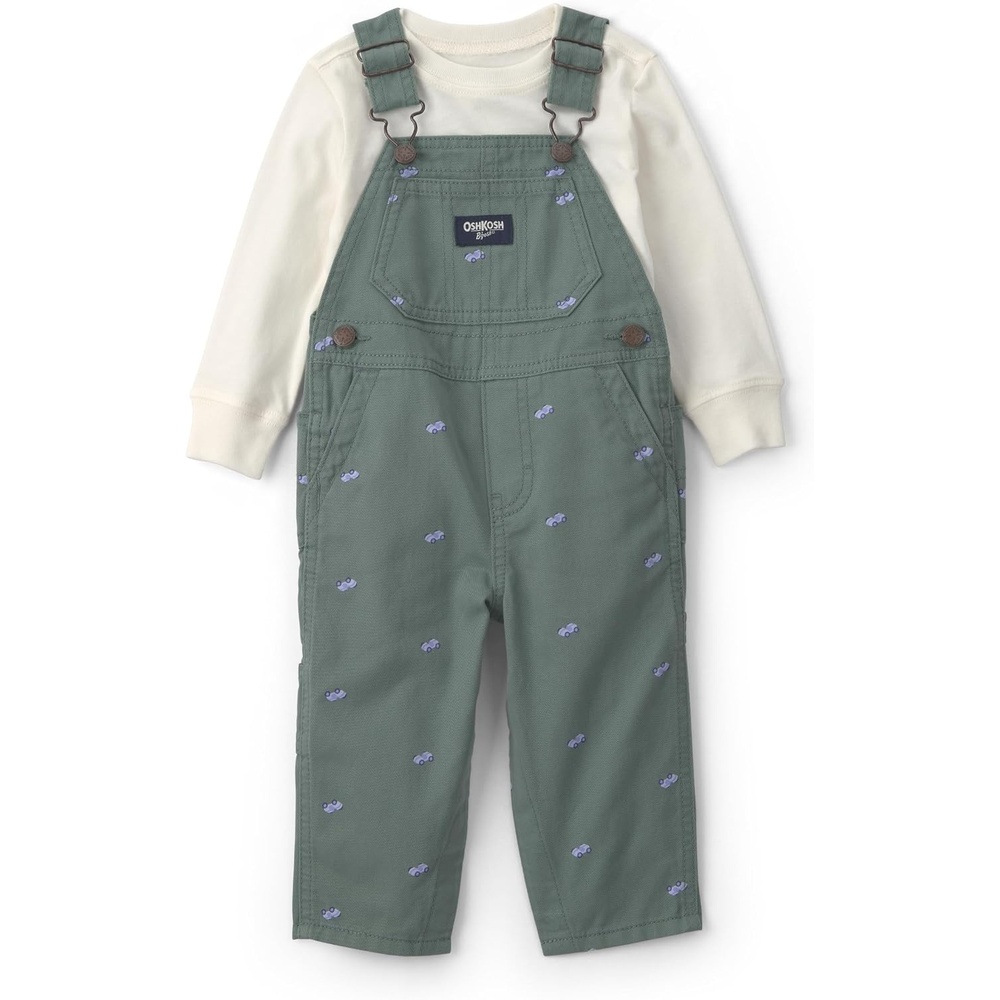 image:imageOSHKOSH BGOSH Baby Boys 2piece Overall SetsGreen Car Print