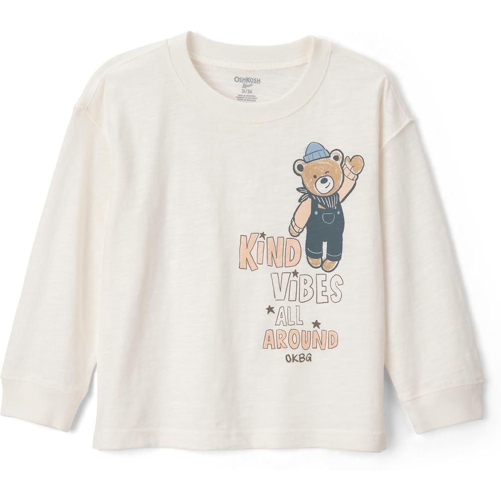 image:imageOshKosh BGosh Baby Boys LongSleeve Graphic TeesCream Kind Vibes Bear