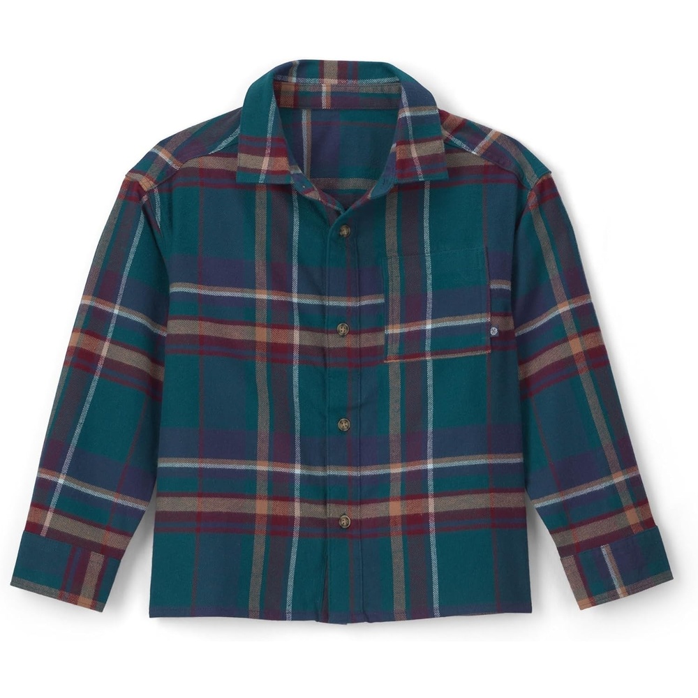 image:imageOshKosh BGosh Boys Long Sleeve Woven Buttonfront ShirtGreen Blue Brown Plaid Flannel