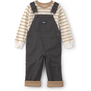 OSHKOSH B’GOSH Baby Boys’ 2-piece Overall Sets(Black Gold White Stripe)