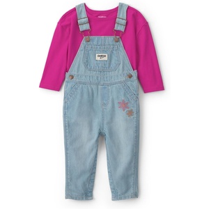 OSHKOSH B’GOSH Baby Girls’ 2-piece Overall Sets(Denim Floral Embroidery)