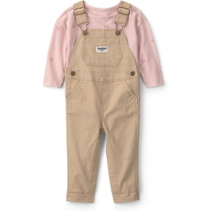 OSHKOSH B’GOSH Baby Girls’ 2-piece Overall Sets(Khaki Bow Print)