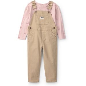 OSHKOSH B’GOSH Baby Girls’ 2-piece Overall Sets(Khaki Pink Bows)