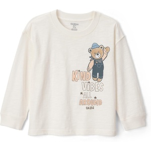 OshKosh B’Gosh Baby Boys’ Long-Sleeve Graphic Tees(Cream Kind Vibes Bear)