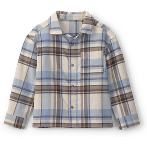 OshKosh B’Gosh Boys’ Long Sleeve Woven Buttonfront Shirt(Grey Blue Brown Plaid Baggy)