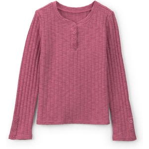OSHKOSH B’GOSH Girls’ Long-Sleeve Fashion Top(Pink Ribbed)