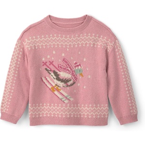 OshKosh B’Gosh Baby Girls’ Sweater(Pink Duck Skiing Fair Isle)