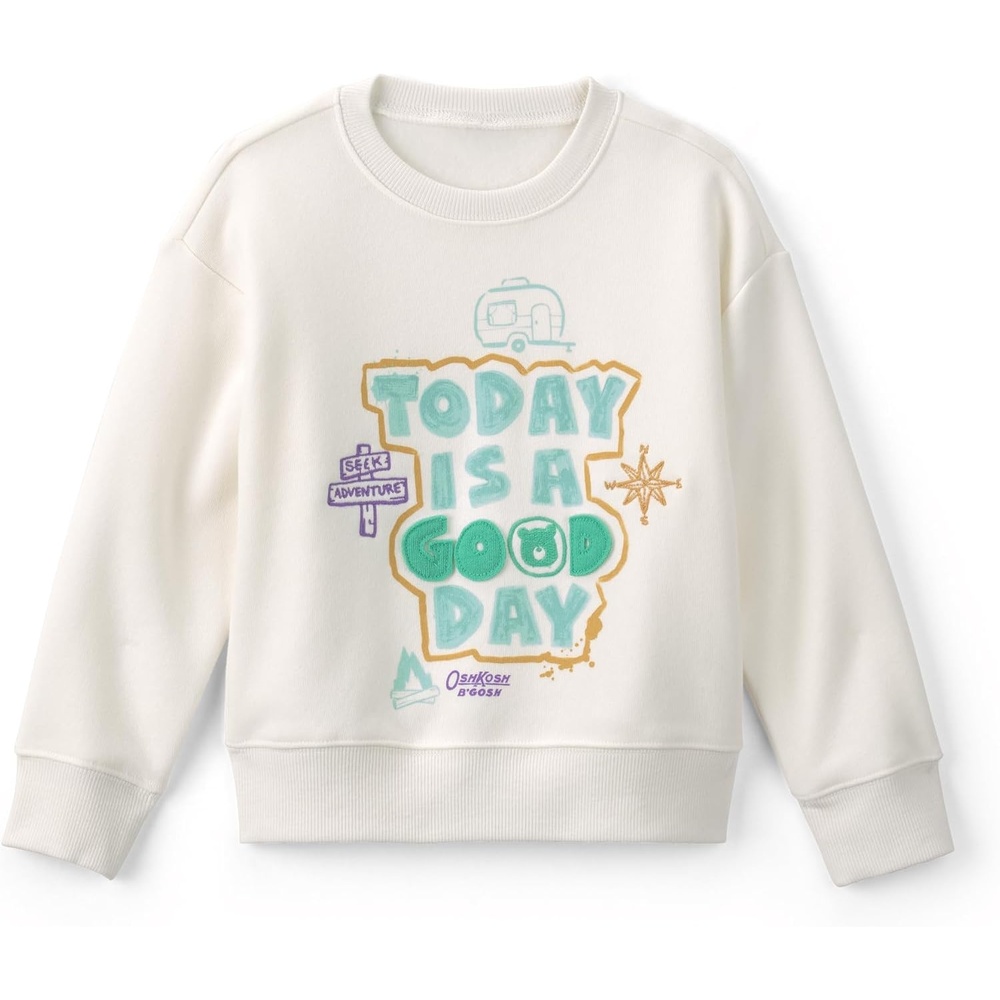 image:imageOSHKOSH BGOSH Baby Boys Pullover SweatshirtCream Good Day Print