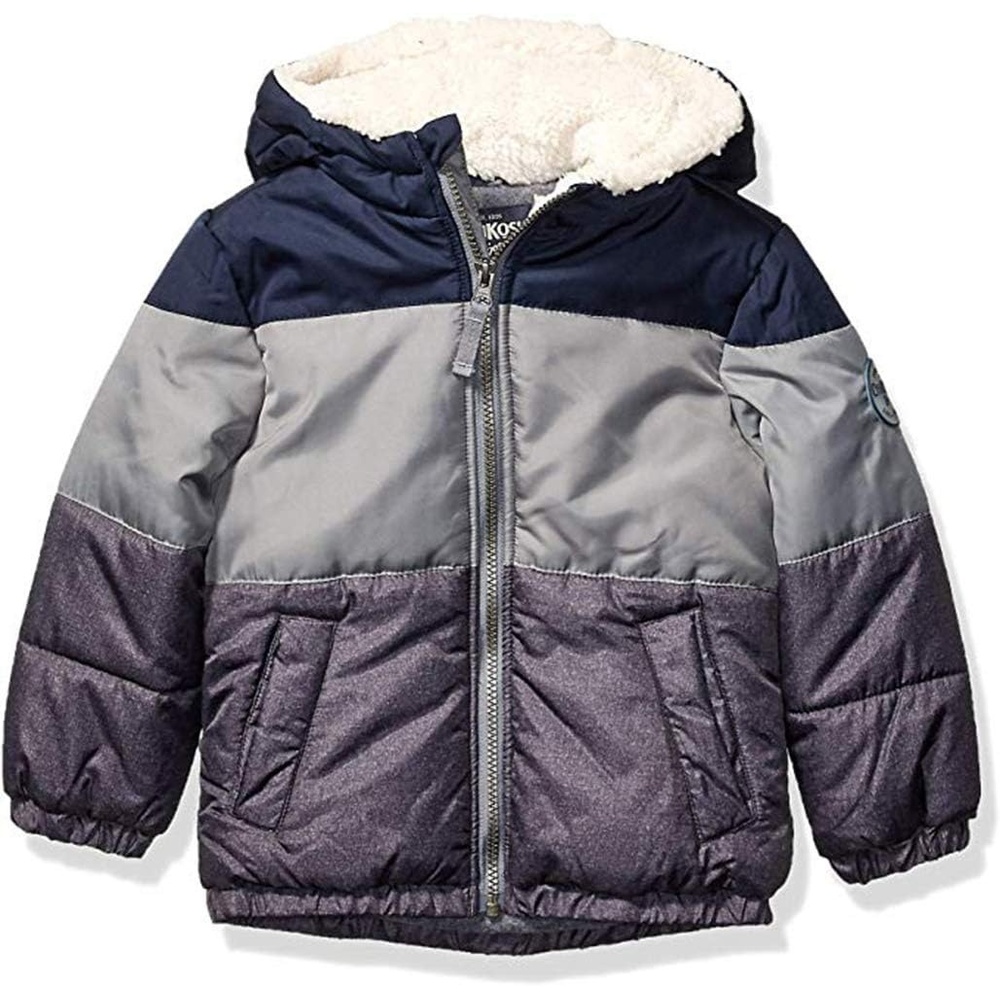image:imageOshKosh BGosh boys Heavyweight Winter Jacket With Sherpa LiningNavy Color Block Trio