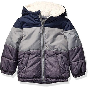 OshKosh B’Gosh boys Heavyweight Winter Jacket With Sherpa Lining(Navy Color Block Trio)