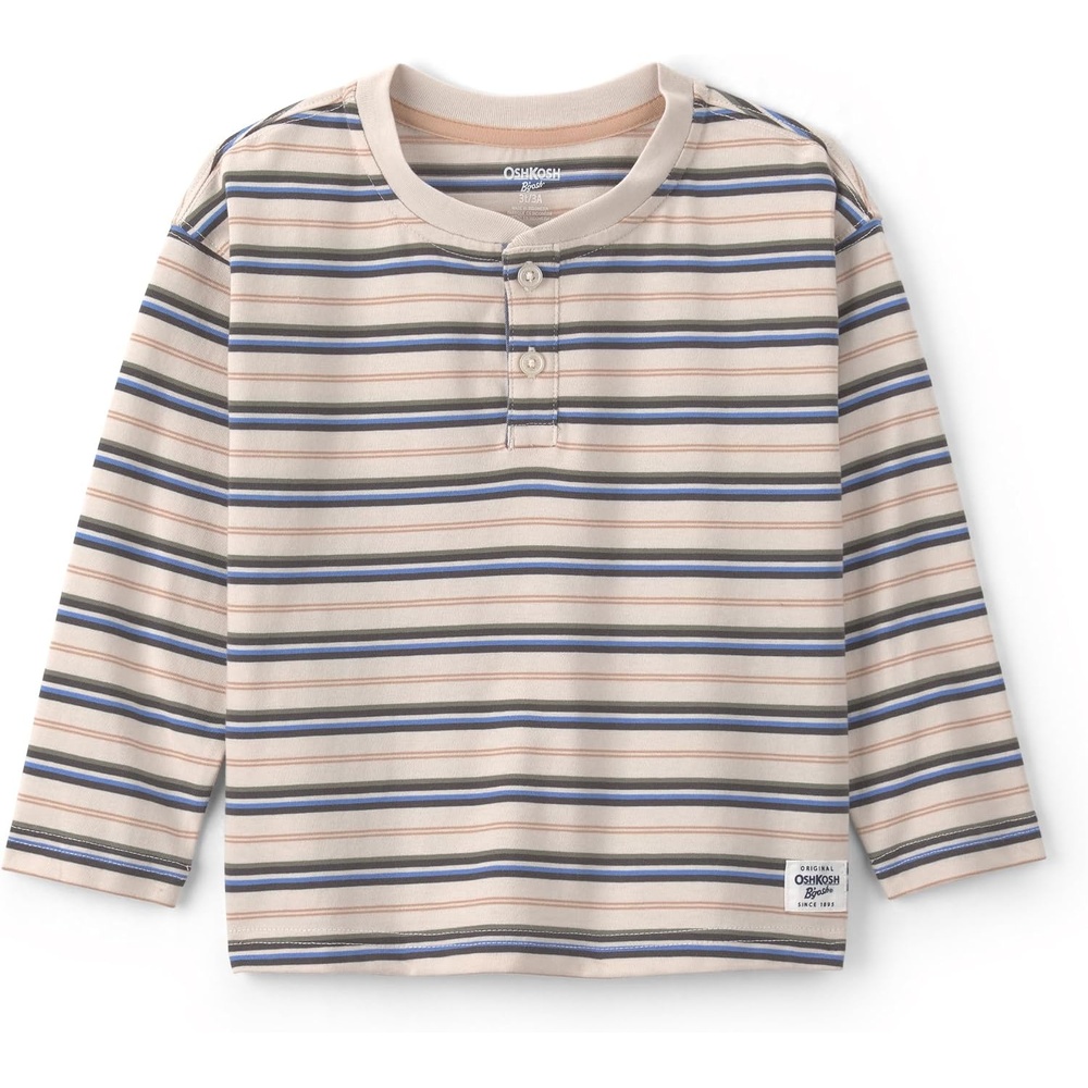 image:imageOshKosh BGosh Boys Long Sleeve HenleyCream Wheat Stripe