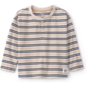 OshKosh B’Gosh Boys’ Long Sleeve Henley(Cream Wheat Stripe)
