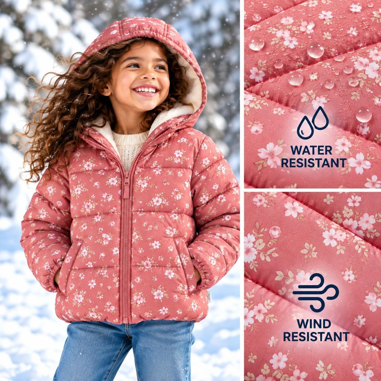 image:imageOSHKOSH BGOSH Girls Heavyweight Puffer Jacket Insulated Hooded Winter CoatRose