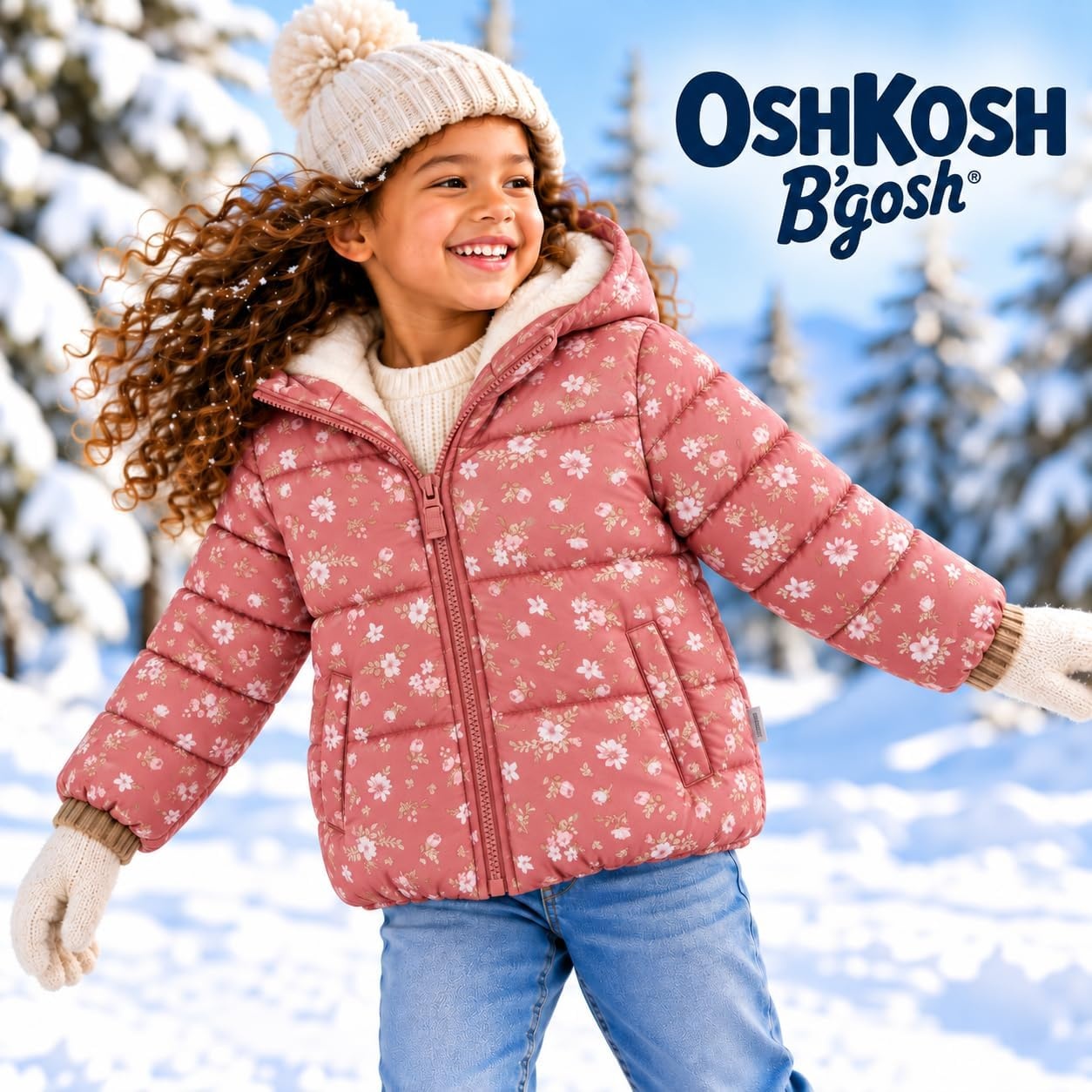 image:imageOSHKOSH BGOSH Girls Heavyweight Puffer Jacket Insulated Hooded Winter CoatRose