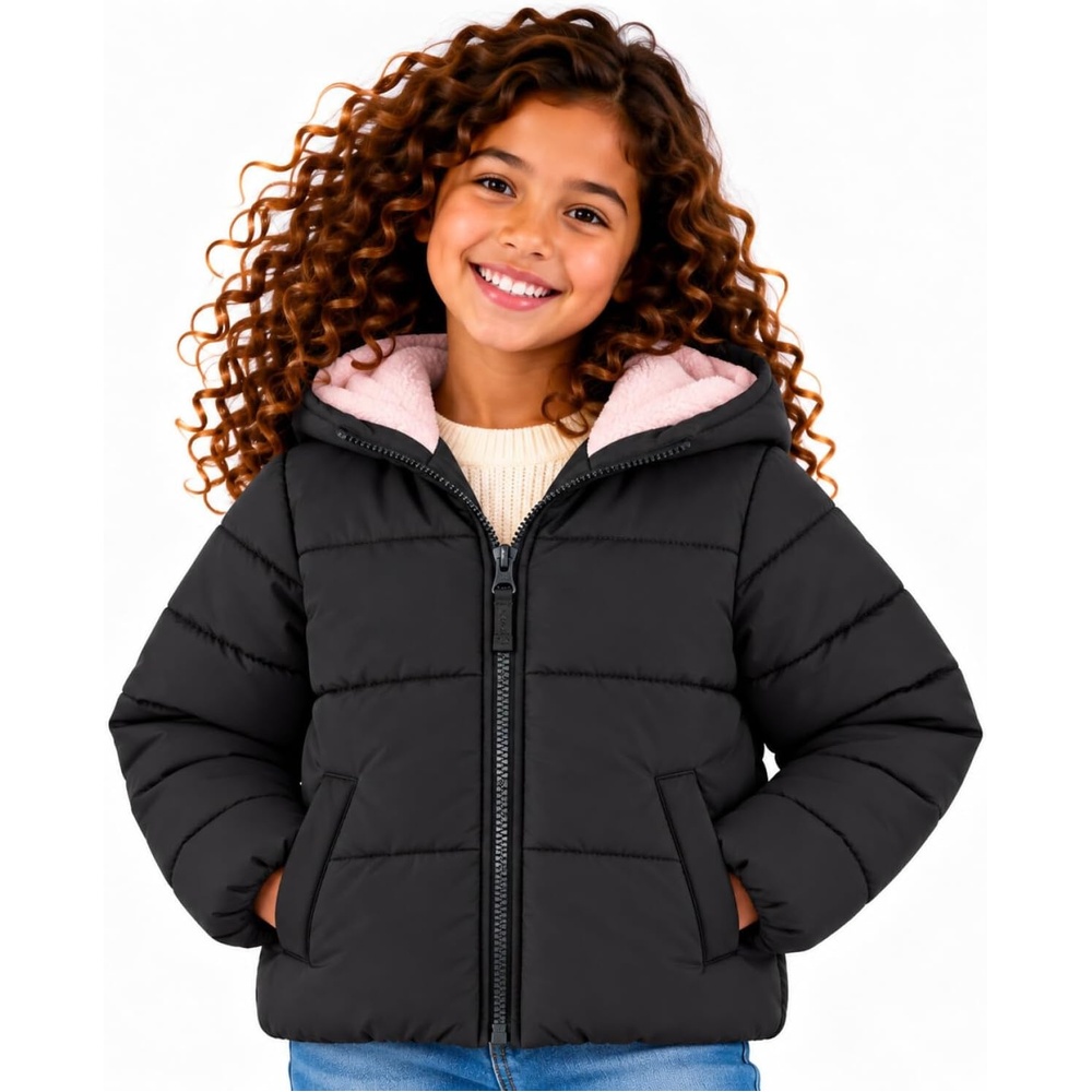 image:imageOSHKOSH BGOSH Girls Heavyweight Puffer Jacket Insulated Hooded Winter CoatBlack