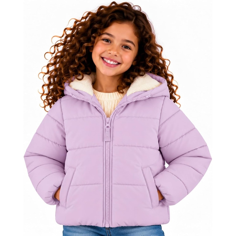 image:imageOSHKOSH BGOSH Girls Heavyweight Puffer Jacket Insulated Hooded Winter CoatLilac