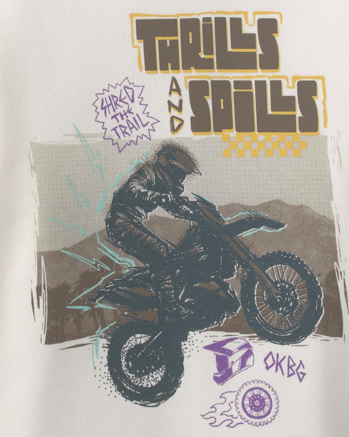 image:imageOSHKOSH BGOSH Boys Pullover SweatshirtCream Motorcycle Print
