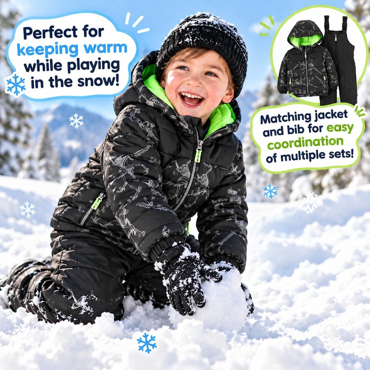 image:imageOSHKOSH BGOSH Toddler Boys Ski Jacket amp Snow Bib Snowsuit SetPrint Fall