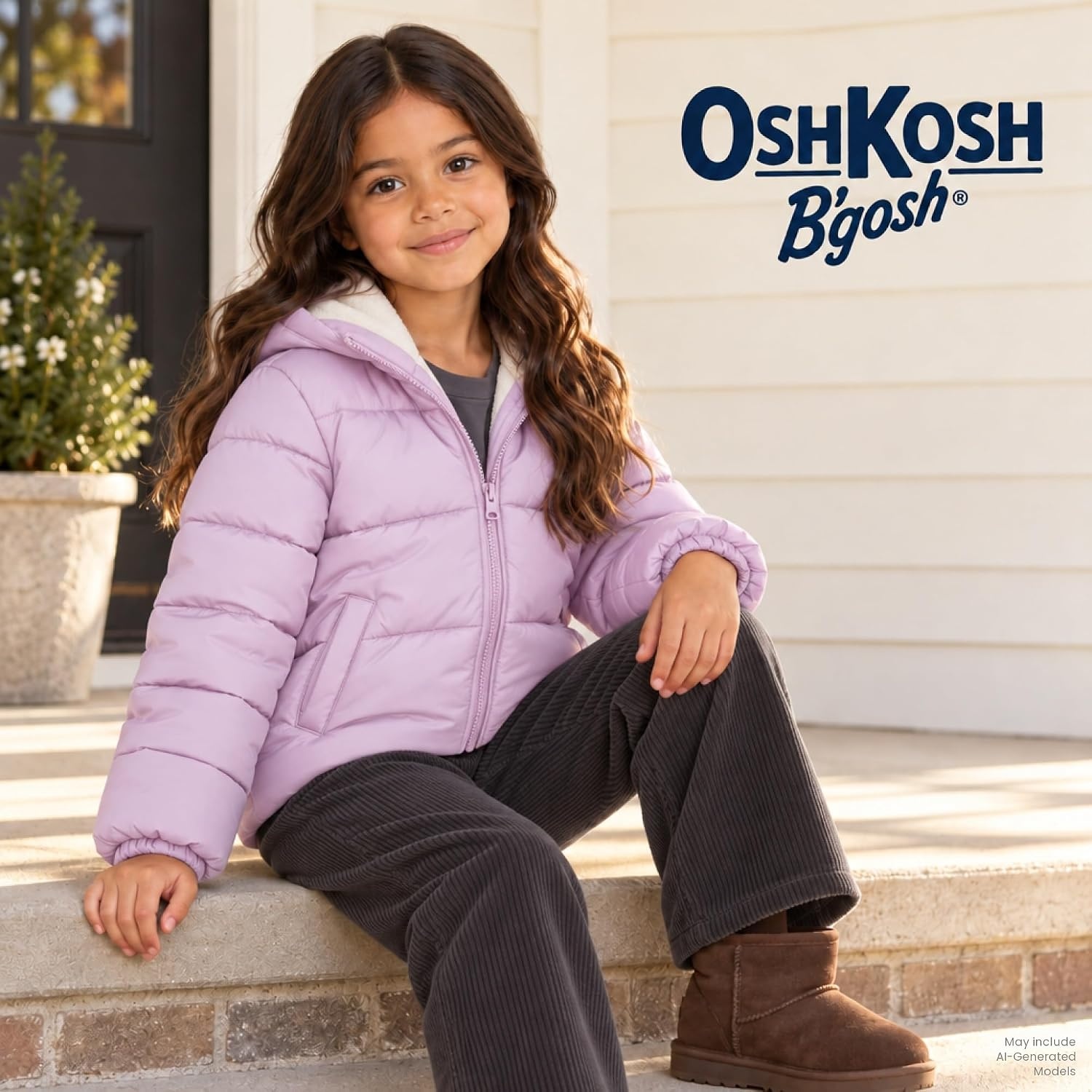 image:imageOshKosh Bgosh Girls Puffer Jacket Heavyweight Insulated Hooded Winter CoatLilac