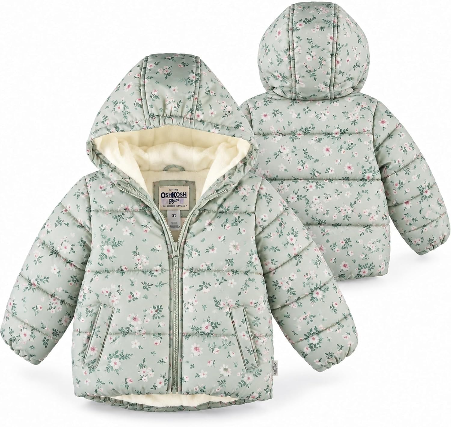 image:imageOshKosh Bgosh Girls Puffer Jacket Heavyweight Insulated Hooded Winter CoatMint