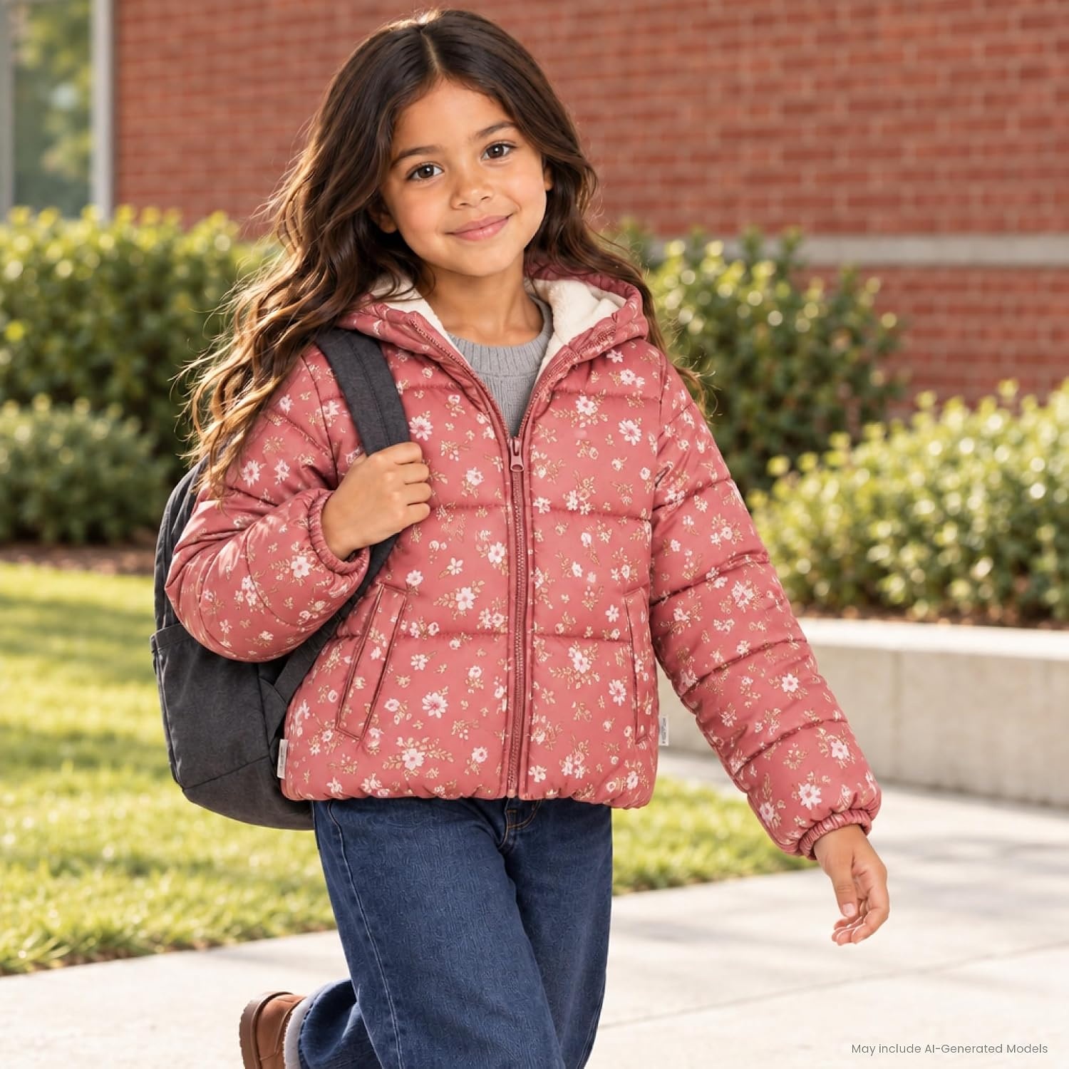 image:imageOshKosh Bgosh Girls Puffer Jacket Heavyweight Insulated Hooded Winter CoatRose