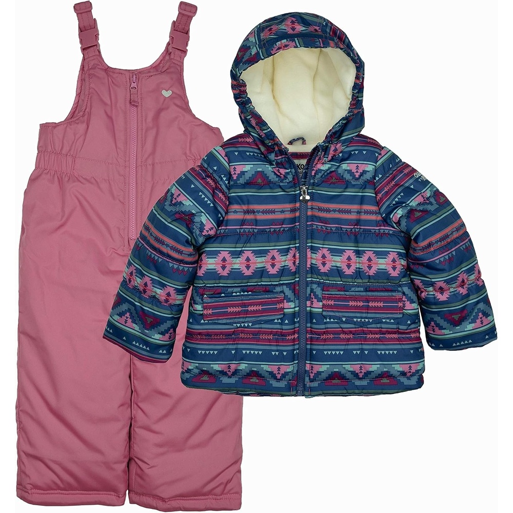 image:imageOSHKOSH BGOSH Girls Ski Jacket and Snowbib Snowsuit OutfitGreyTayberry Stripe Print