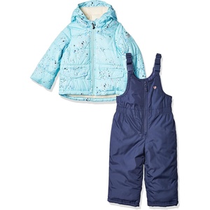 OSHKOSH B’GOSH Girls’ Ski Jacket and Snowbib Snowsuit Outfit(Aqua/Stars)