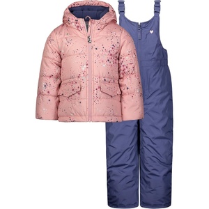 OSHKOSH B’GOSH Girls’ Ski Jacket and Snowbib Snowsuit Outfit(Rosewood/Stars)